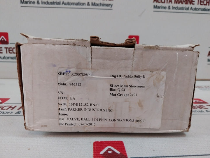 Parker 16F-b12Ls2-bn-ss Ball Valve