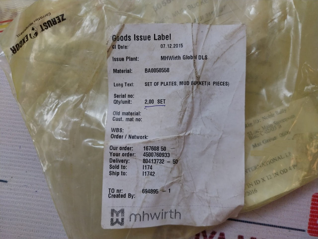 Aker Wirth Ba0050558 Mud Bucket Plate Set