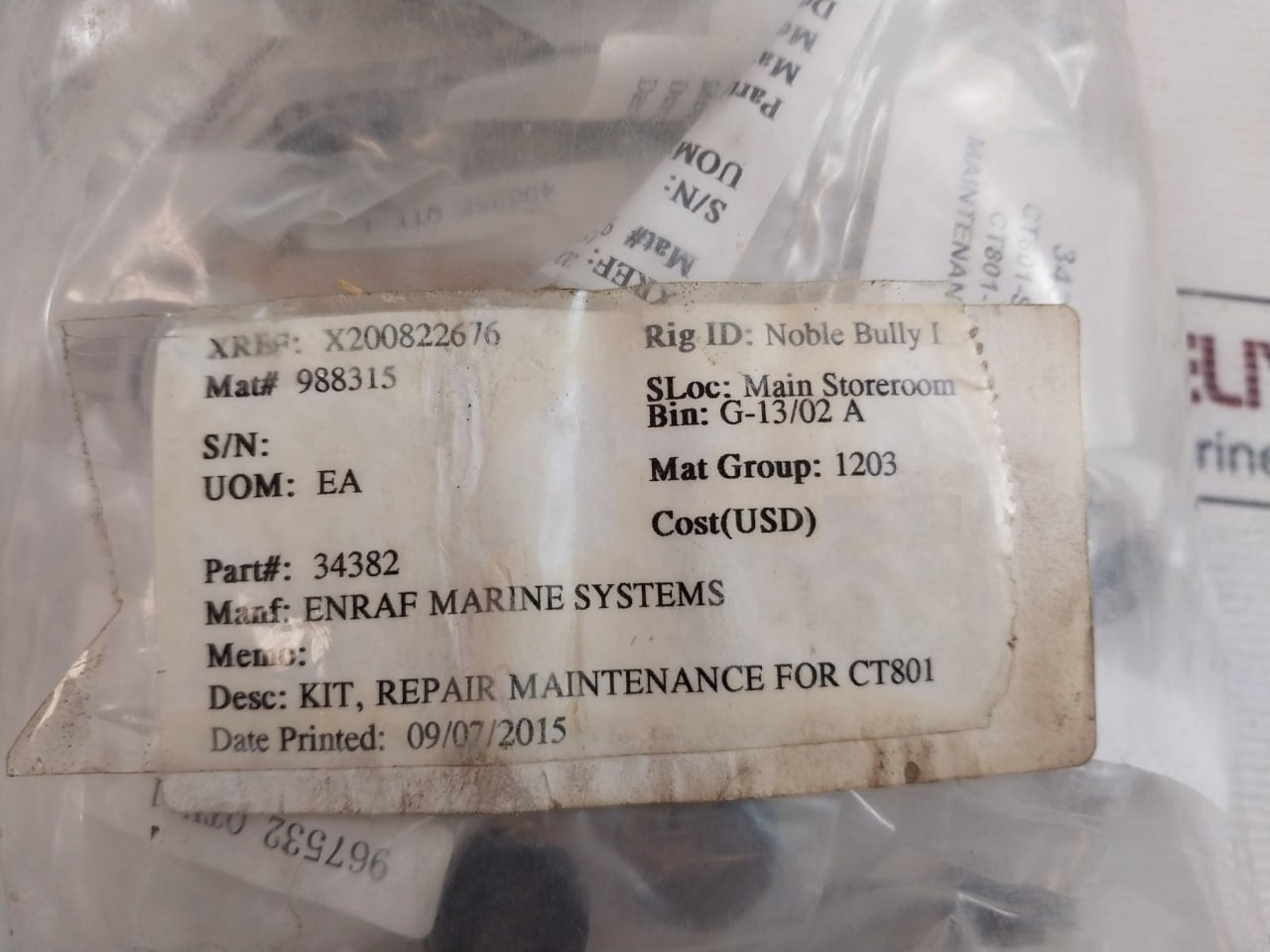 Enraf 34382 Maintenance Repair Kit