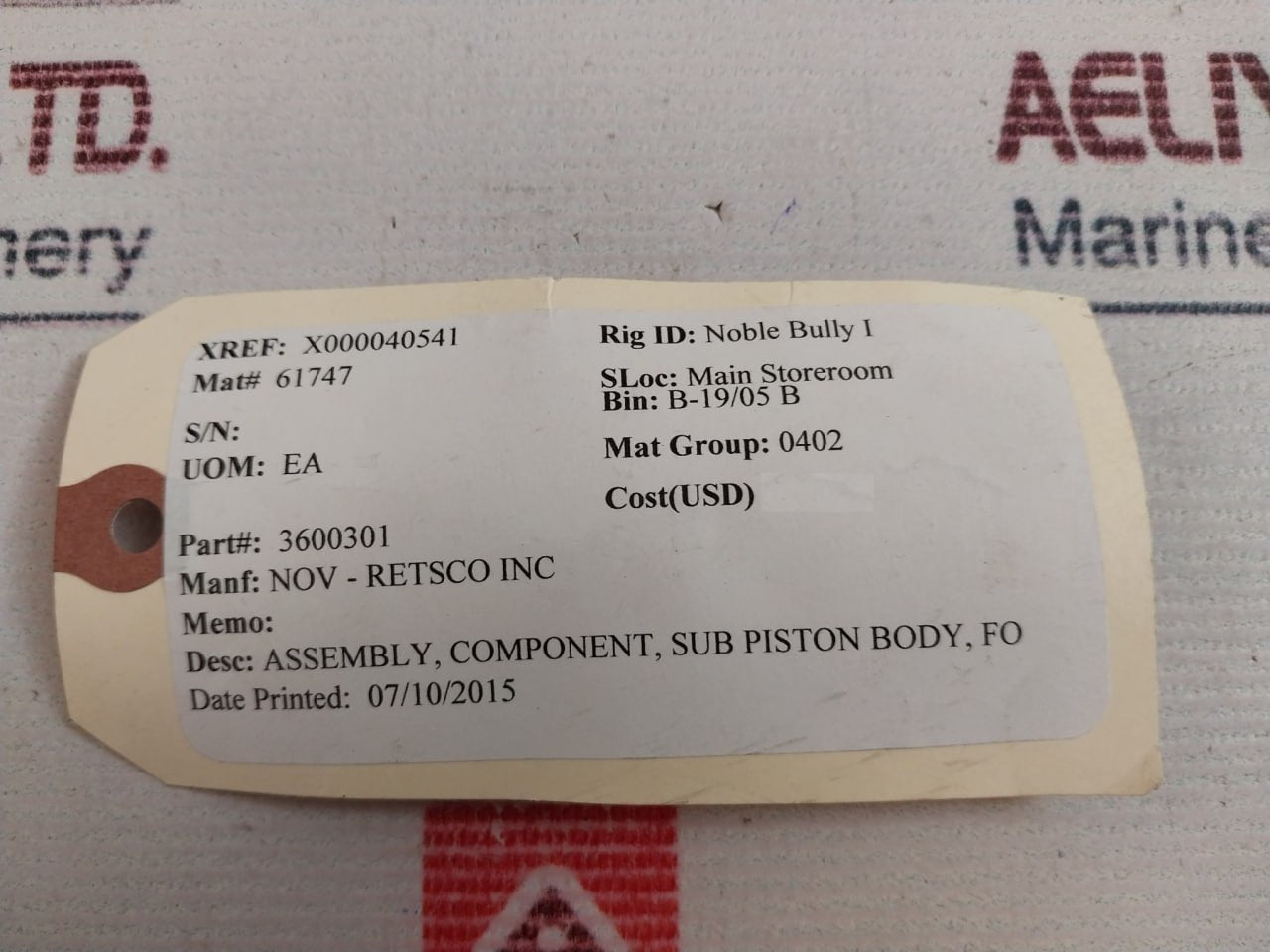 Nov 36003-01 Sub Piston Body