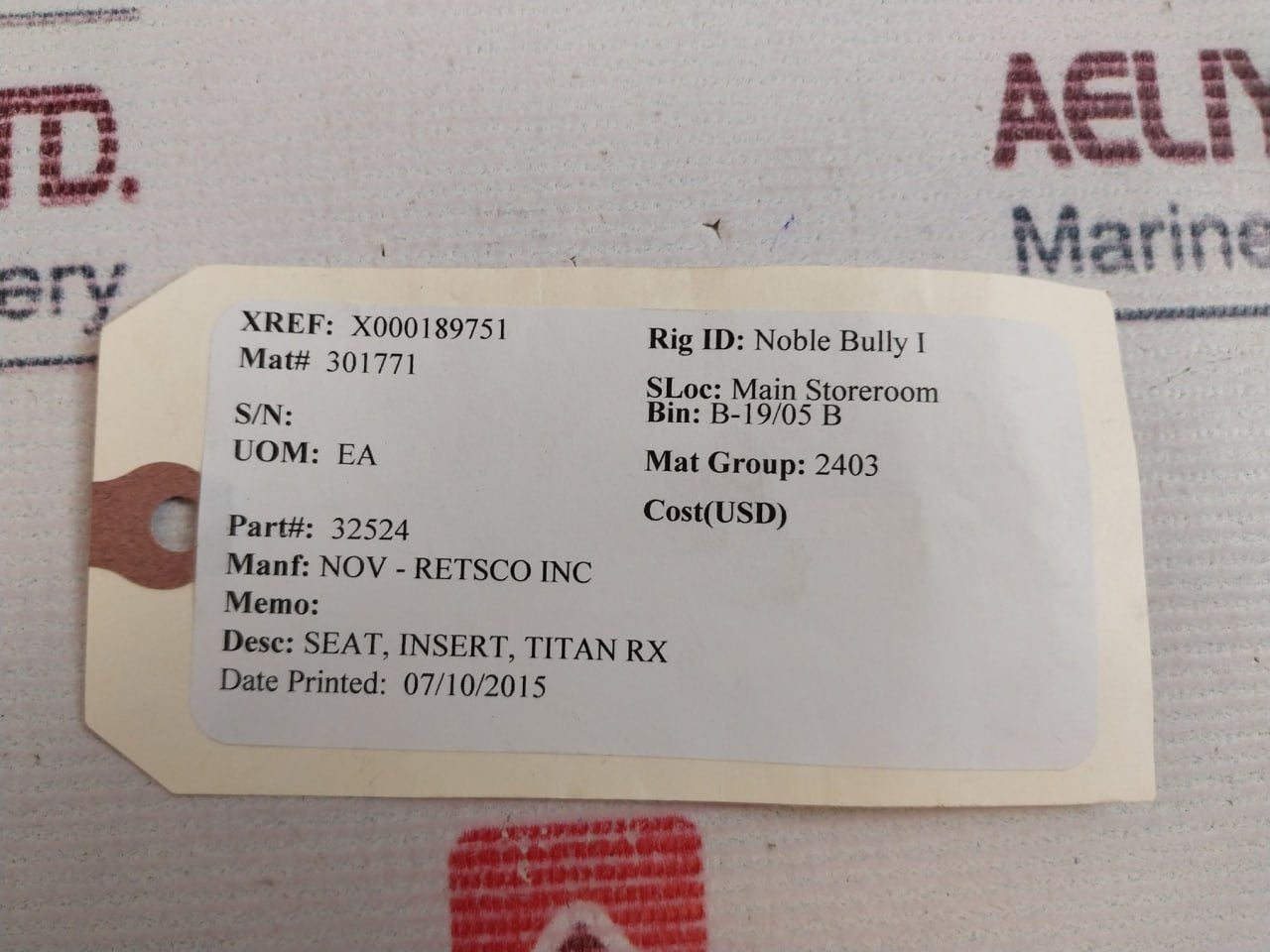 Nov-retsco 32524 Seat Insert