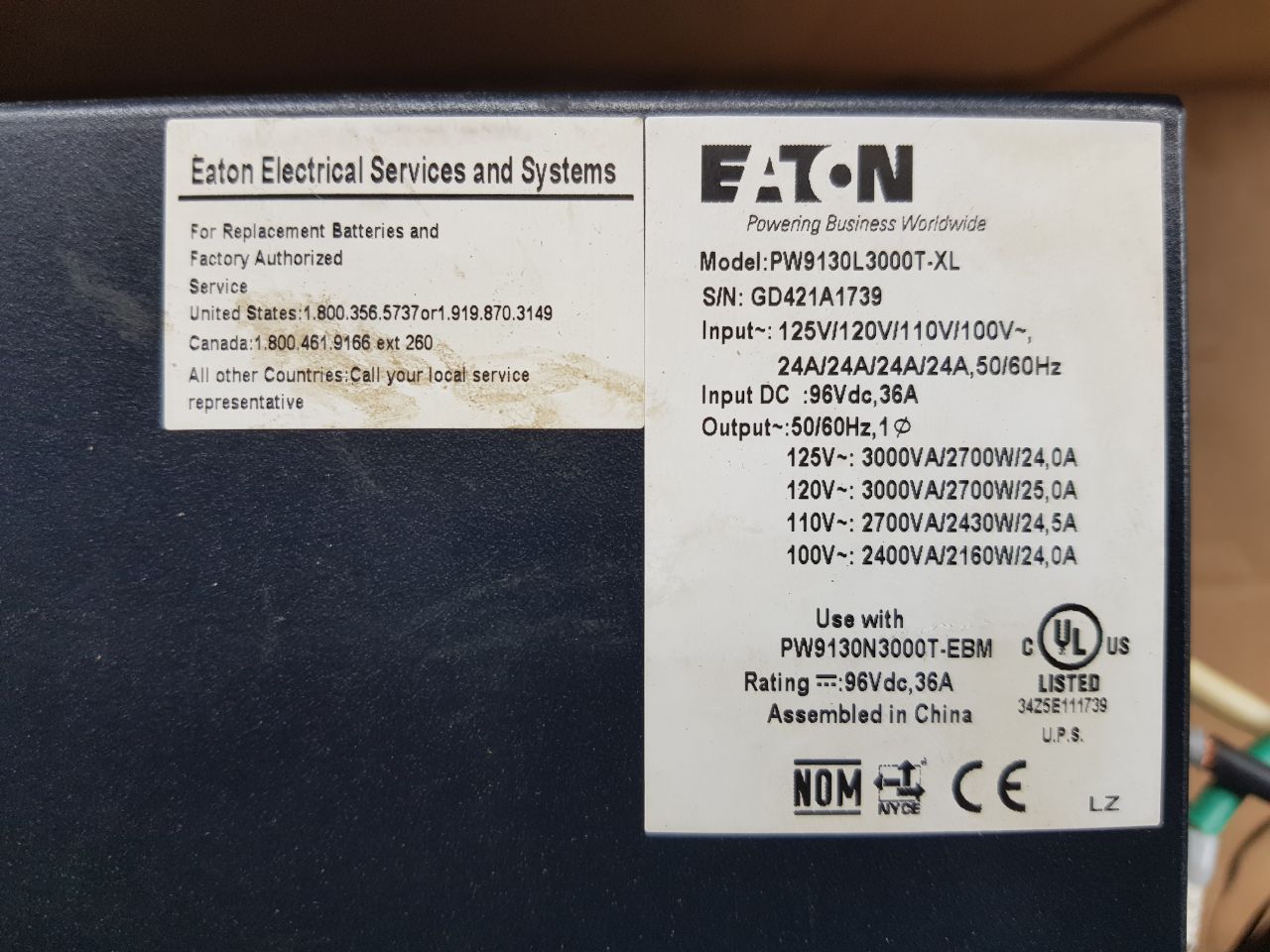 Eaton Pw9130L3000T-xl Uninterruptible Power Supply