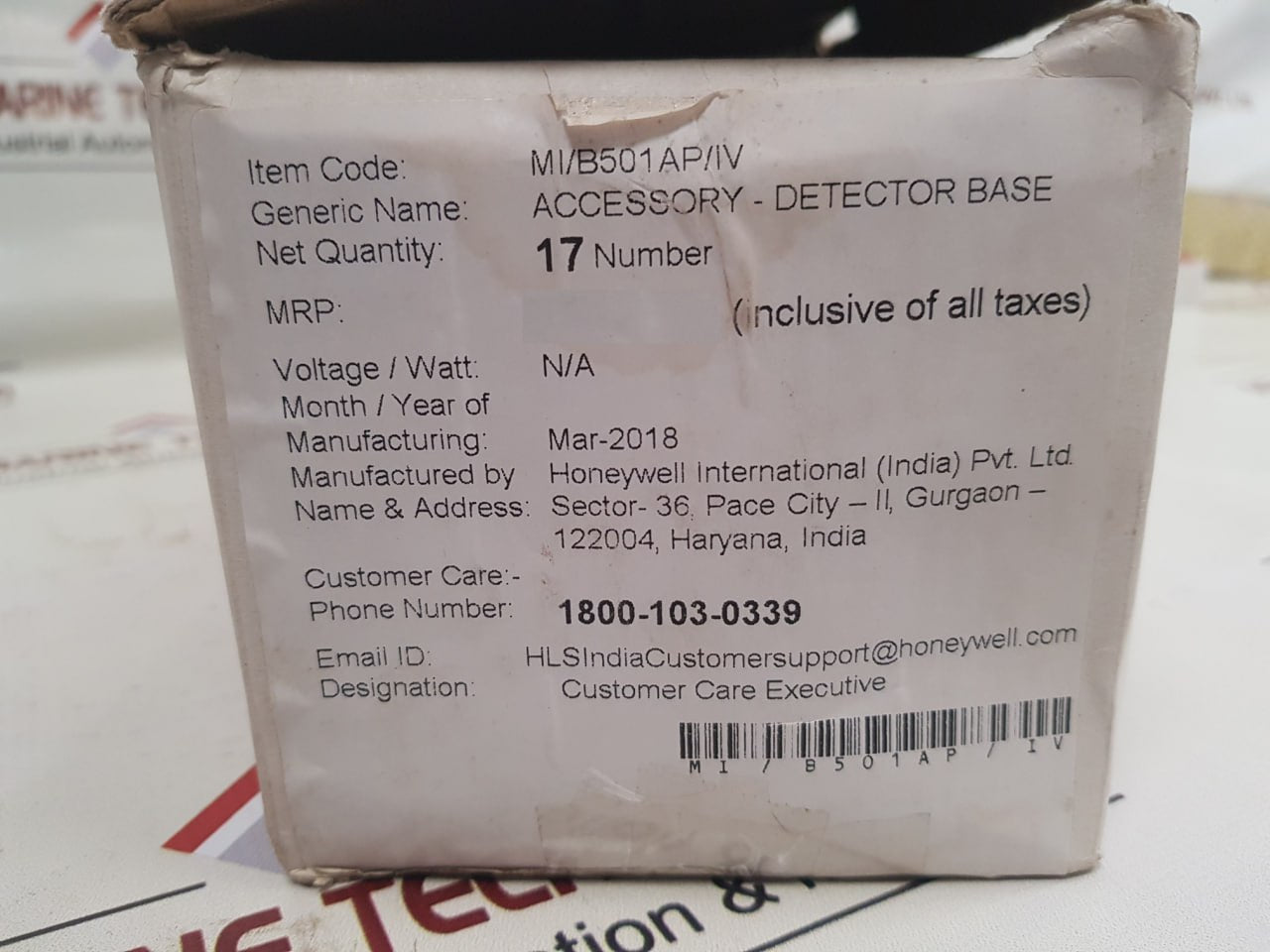 Honeywell Mi-b501Ap-iv Detector Base Mn I-2Sba-0001