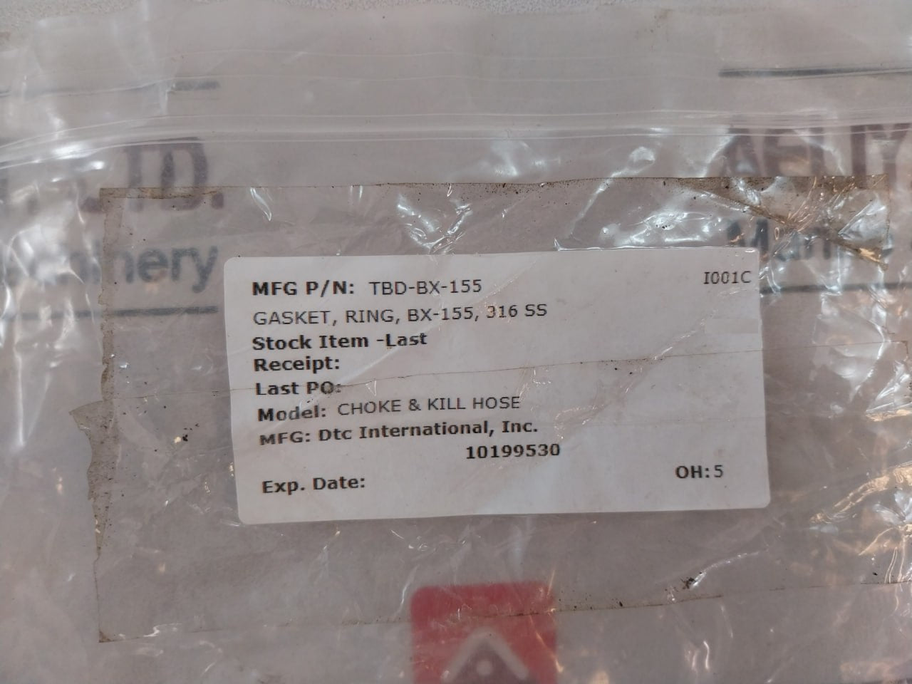 Dtc Tbd-bx-155 Ring Gasket Choke & Kill Hose Bx155