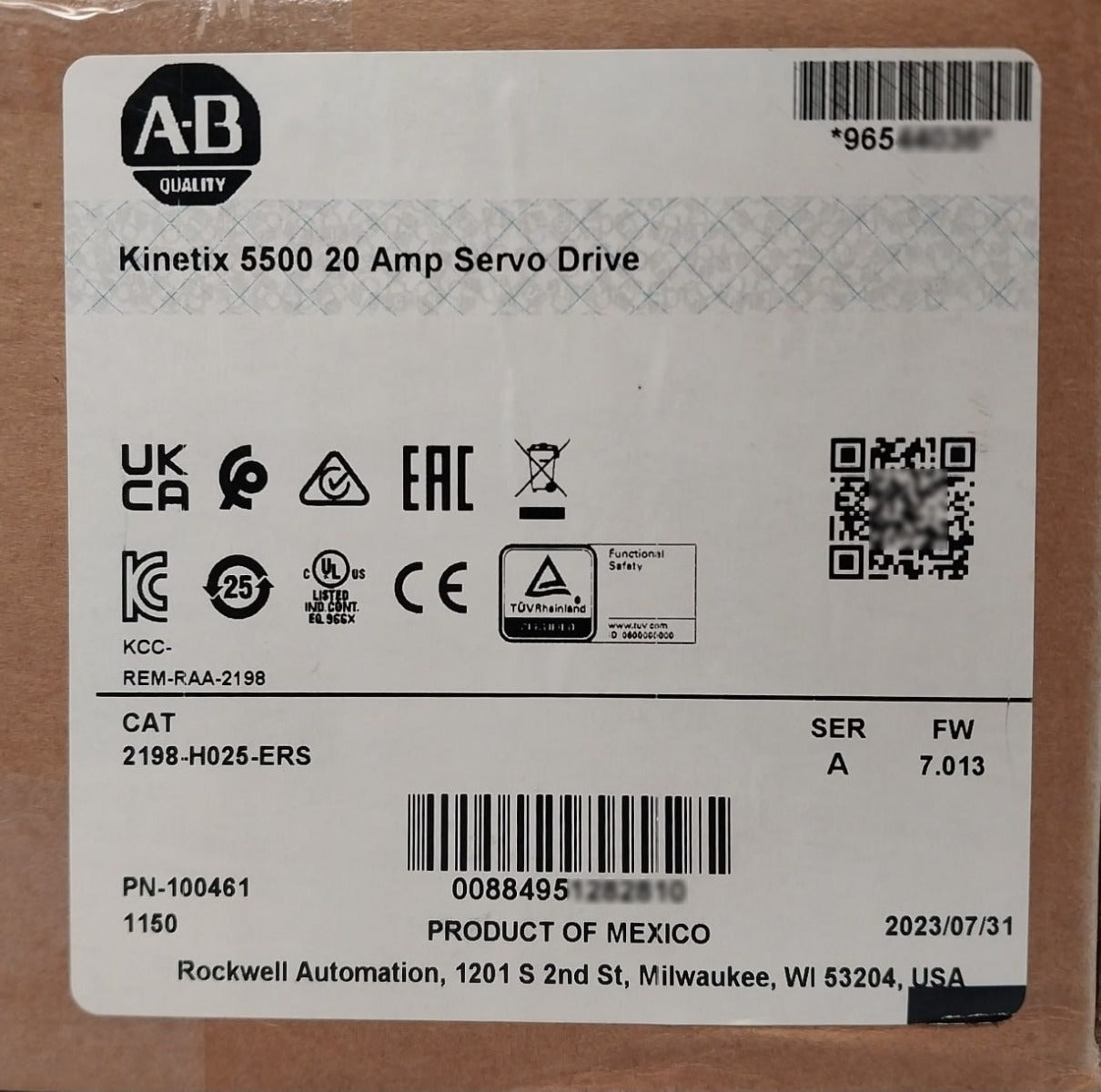 Sealed Pack Allen-bradley 2198-h025-ers Kinetix 5500 20 Amp Servo Drive Ser A