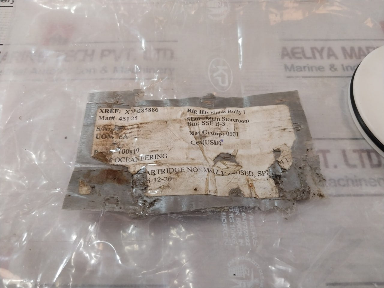 Oceaneering 100819 Cartridge Valve 100817-rev-e