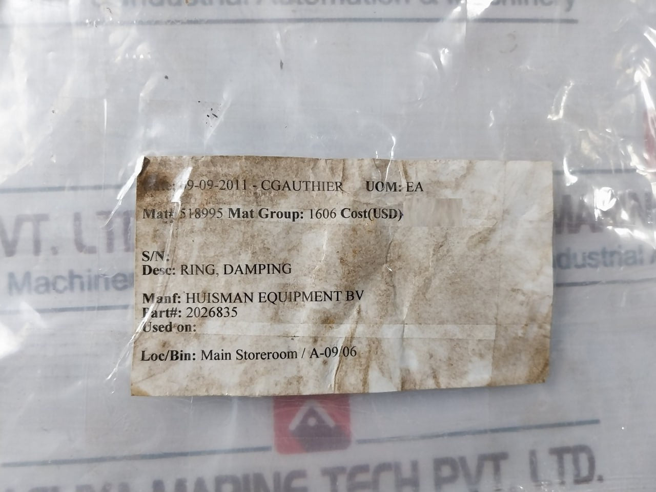 Huisman 2026835 Damping Ring °350/°260X60Mm