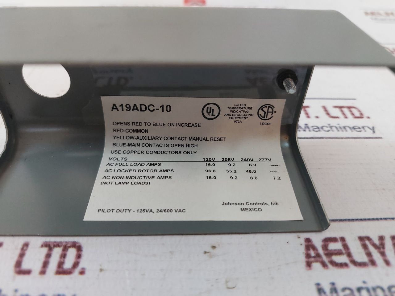 Johnson Controls A19Adc-10 Temperature Control 125Va 24/600Vac