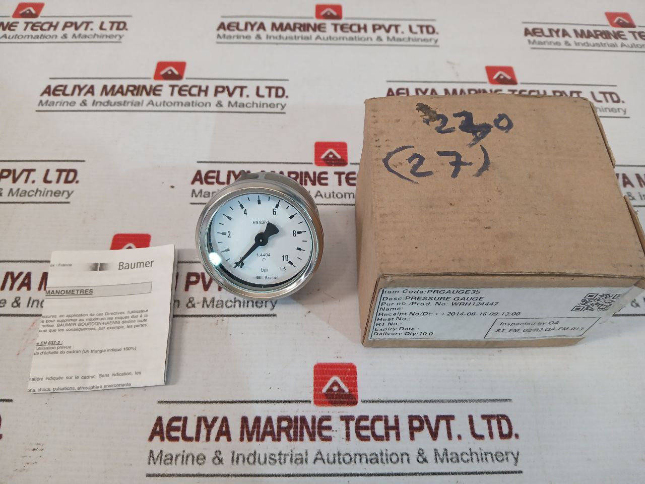 BAUMER 1.4404 Pressure Gauge 10 BAR 458164/70 EN 837-1 11096026