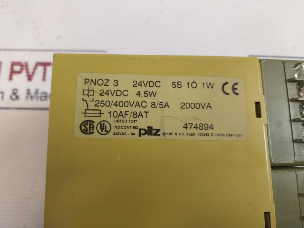 Pilz Pnoz 3 24Vdc 5S 1Ӧ 1W Safety Relay