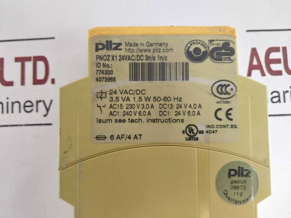Pilz Pnoz X1 24Vac/Dc 3N/O 1N/C Safety Relay 774300 ,24 Vac/Dc