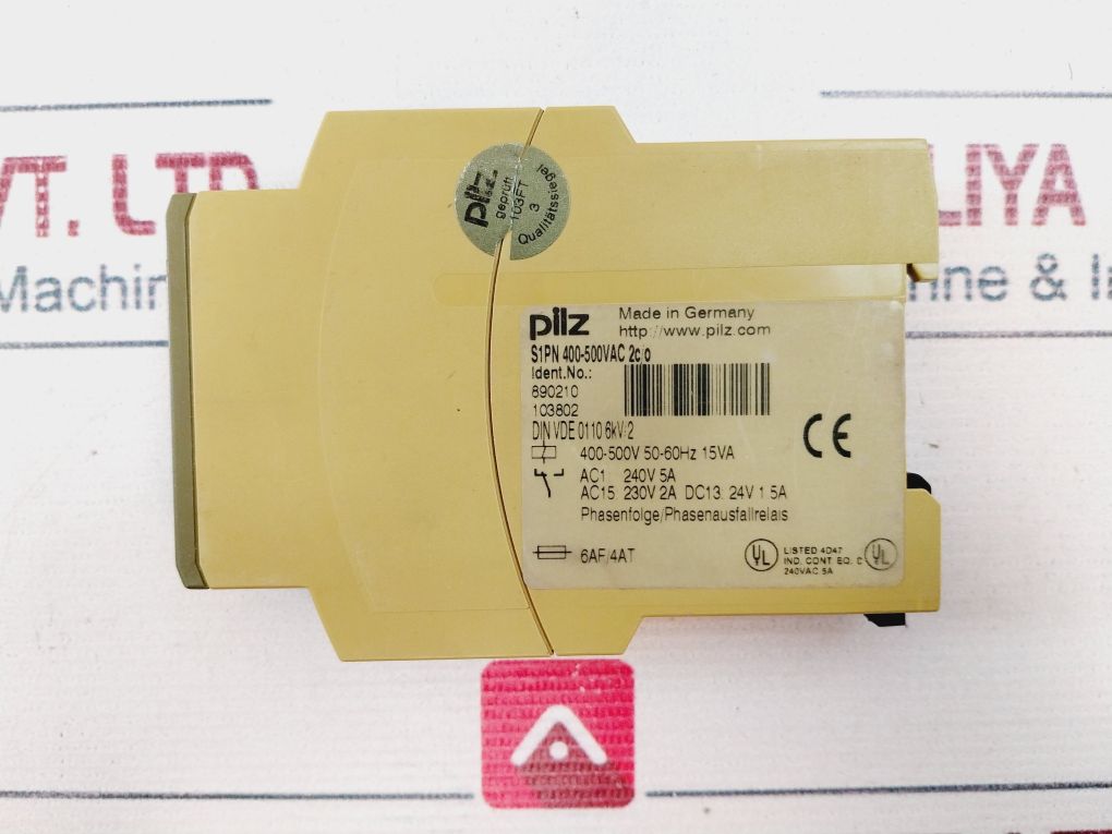 Pilz S1Pn 400-500Vac 2C/O Phase Failure Relay 890210