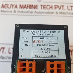 Pleiger Elektronik 5810 Witten 3 362-d Controller 220Vac 0.05A 50/60Hz