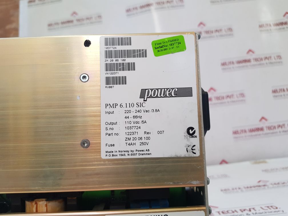 Powec Pmp 6.110 Sic Power Supply Module Rectifier 122371 Rev 007