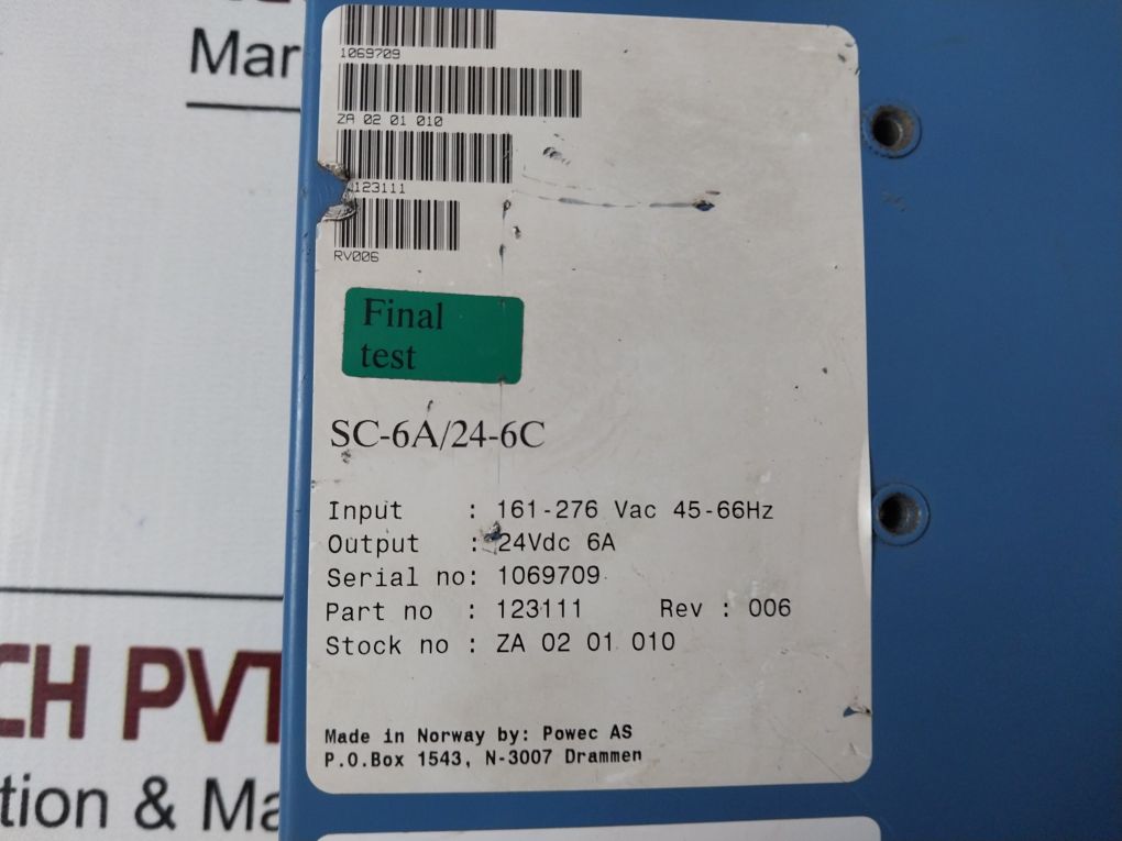Powec Sc-6A/24-6C Switch Mode Power Supply 123111