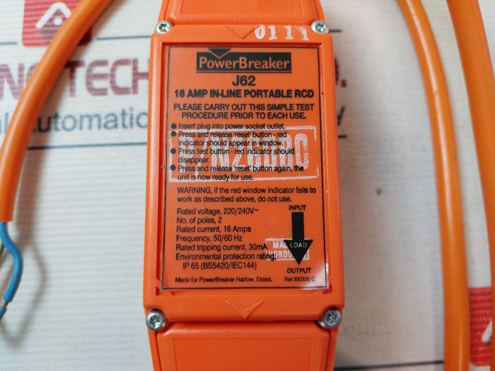 Powerbreaker J62 16 Amp In-line Portable Rcd