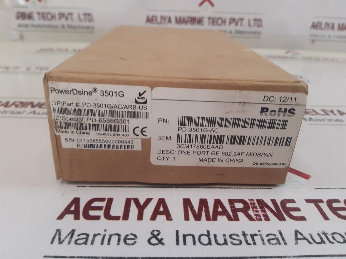 PowerdsineMicrosemi Pd-3501GAc 1-port Power Over Ethernet (Poe) Injector