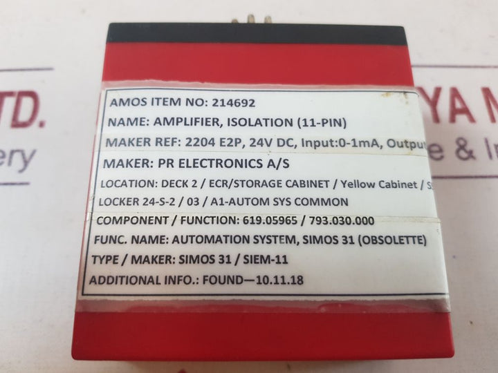 Pr Electronics 2204 Isolation Amplifier Type X2
