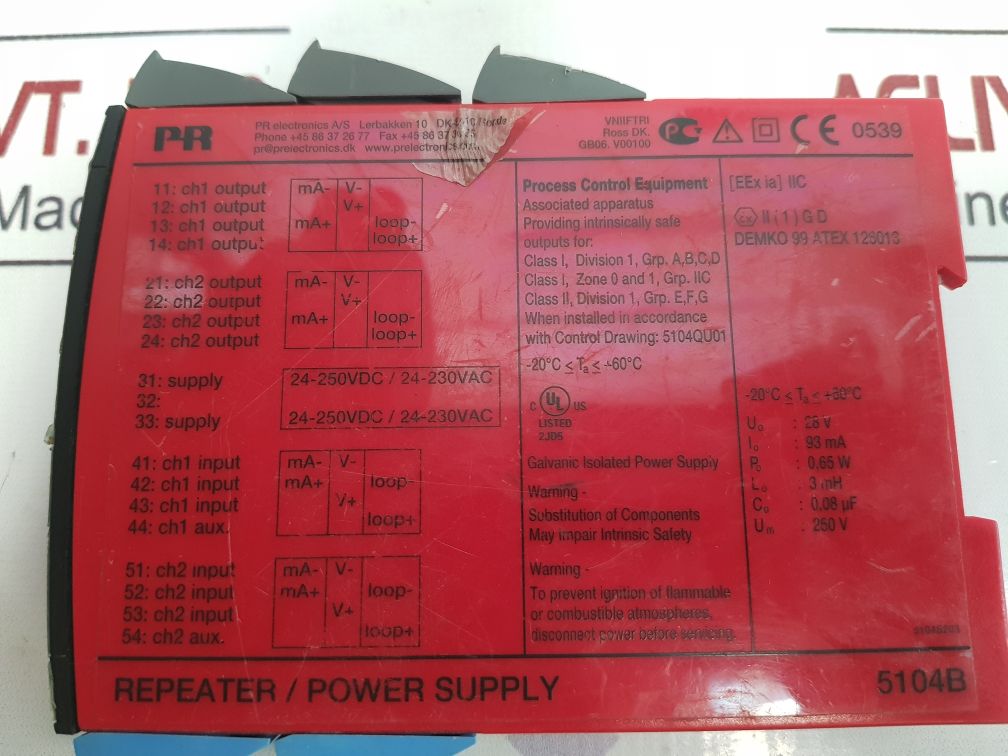 Pr Electronics 5104B Repeater Power Supply 5104B_B/5104S203