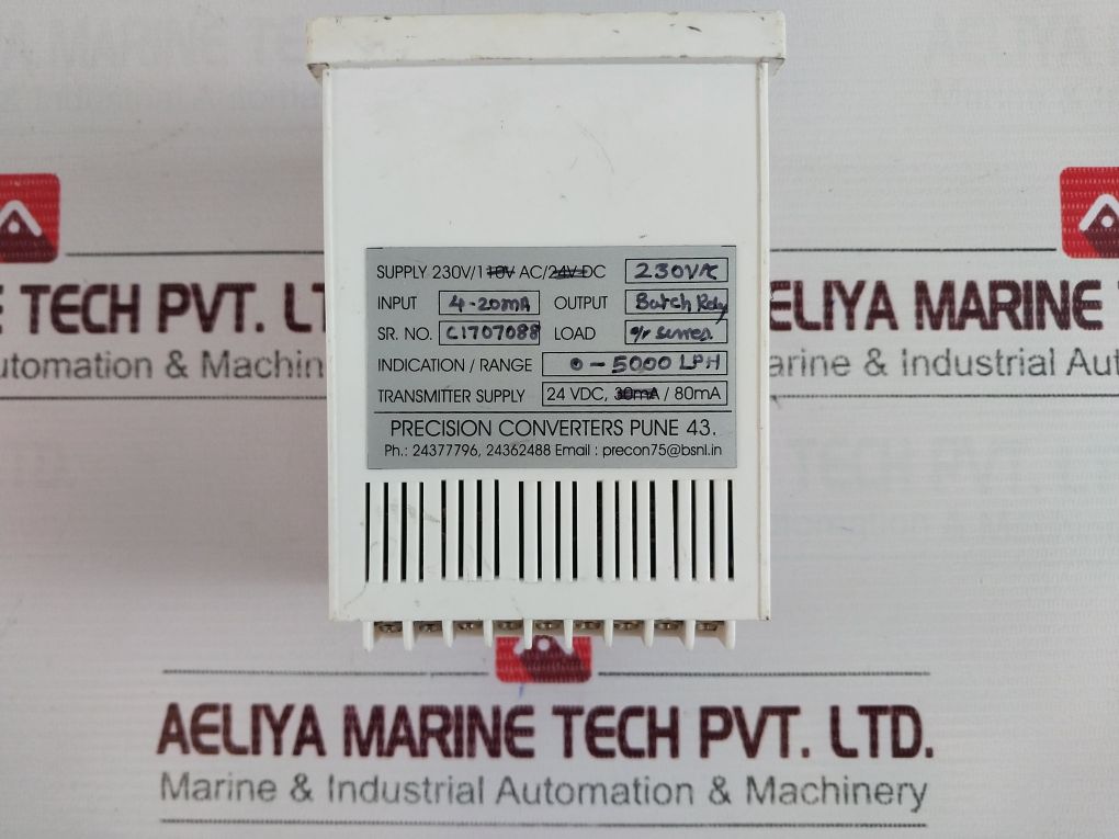 Precision Converters Flow Indicator & Totaliser Batch Relay Supply 230V Ac