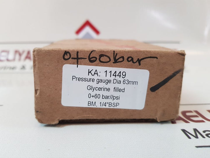 Pressure Gauge 0 To 60 Bar 0 To 800 Psi