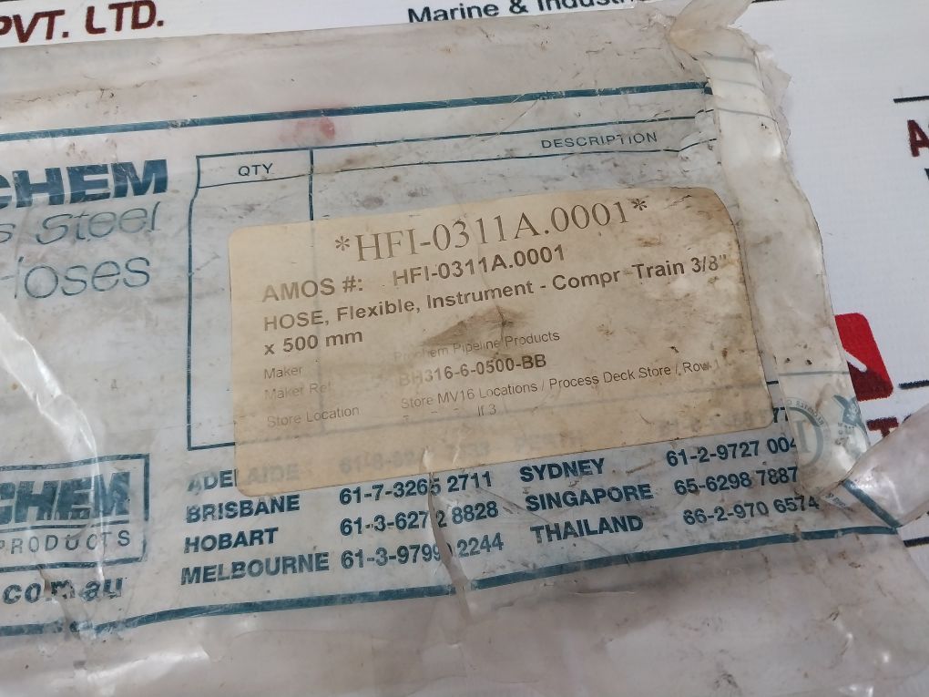 Prochem Bh316-6-0500-bb Stainless Steel Flexible Hoses 2500 Psi