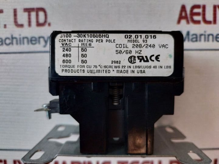 Products Unlimited 3100-30K10505Hq Definite Purpose Contactor Model 93