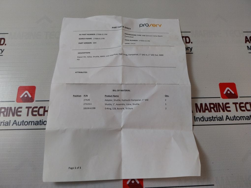 Proserv-gilmore 27006-0.3 Rk Repair Kit 18100-619B