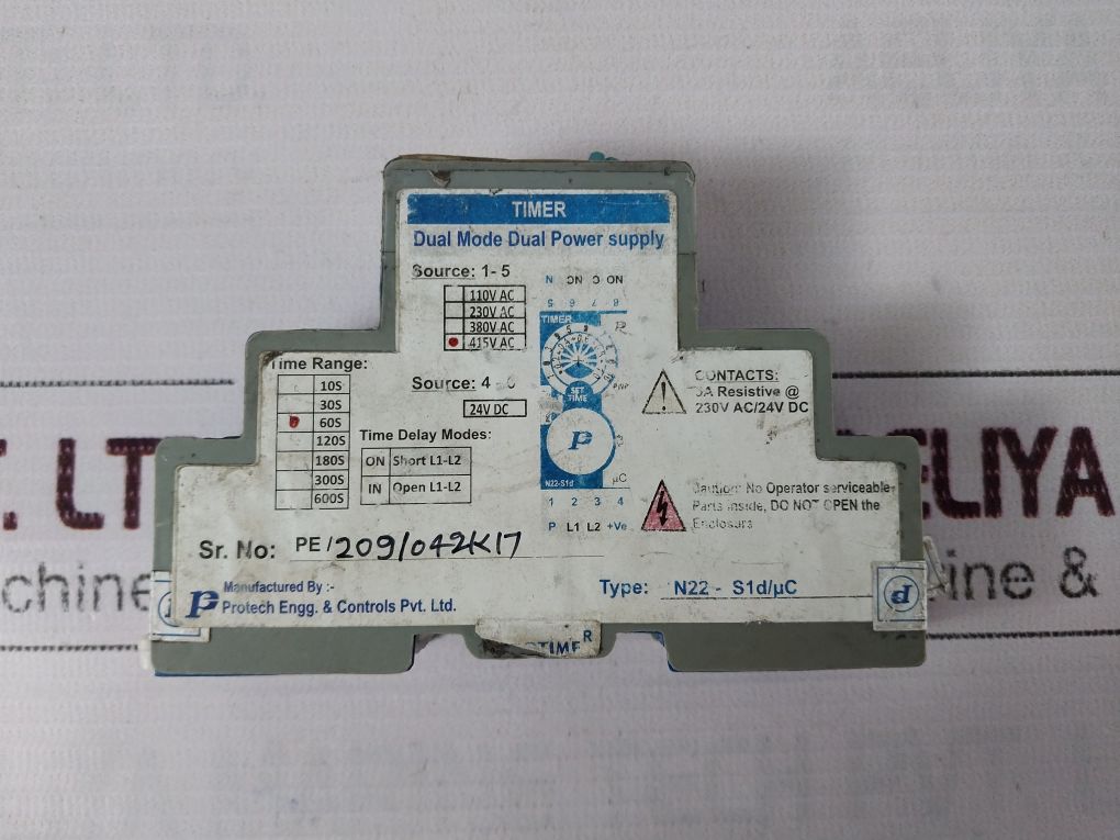 Protime N22-s1D/µC Voltage Relay Monitor Timer 230V Ac/24V Dc