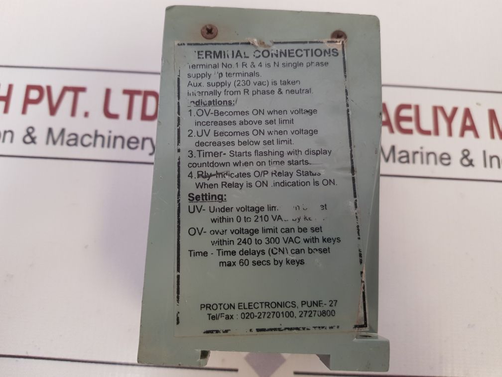 Proton Vmr 1P Single Phase Voltage Monitoring Relay Pr-15