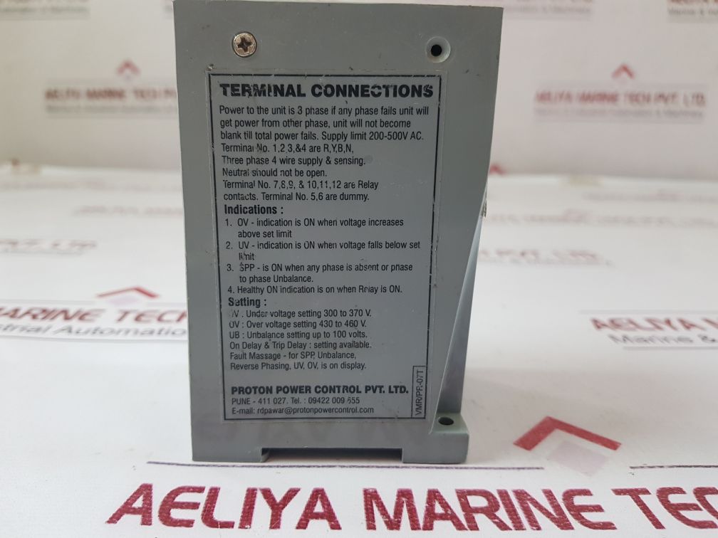 Proton Vmr 3P Proton Voltage Monitoring Relay Pr-07