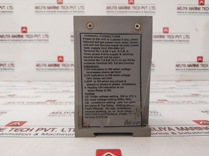 Proton Vmr/Pr-07T Voltage Monitor Relay 200-500V Ac