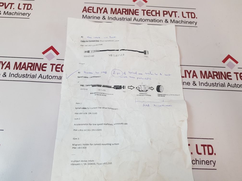 Pruftechnik Vib 5.436 Spiral Cable+Accessories Vib 5.310,Vib 6.142 Dex,Vib 3.420