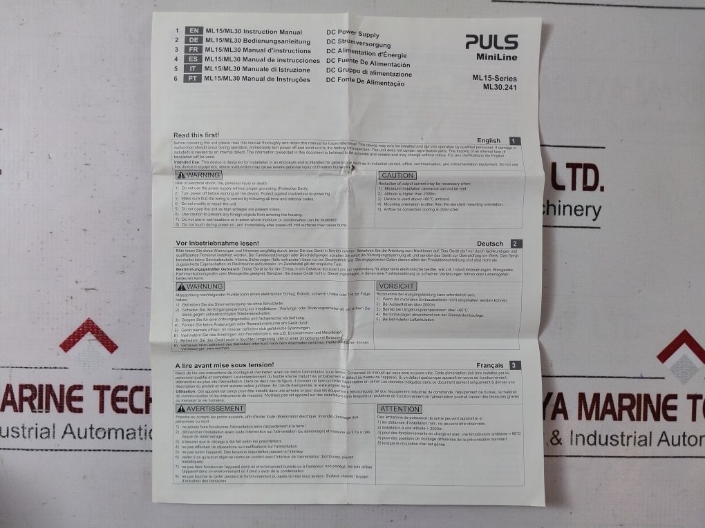 Puls Ml15.121 Power Supply Ac 100-240V