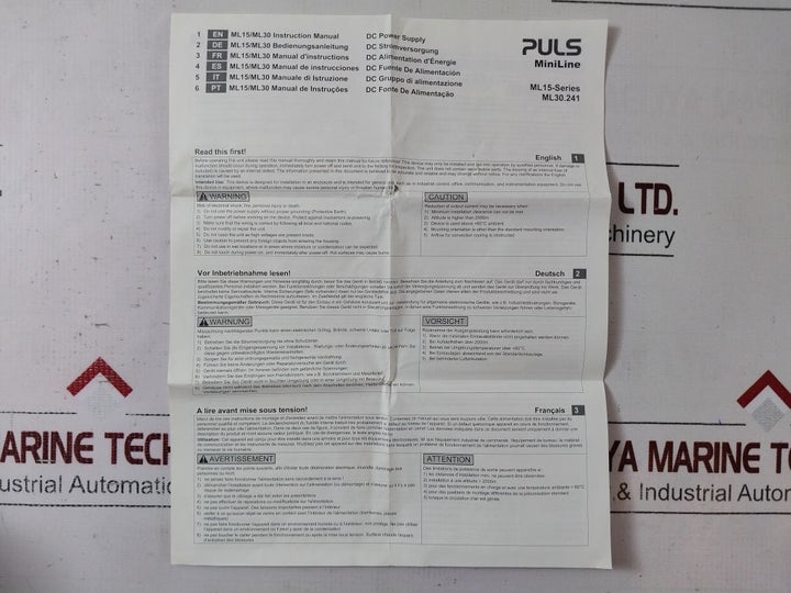 Puls Ml15.121 Power Supply Ac 100-240V