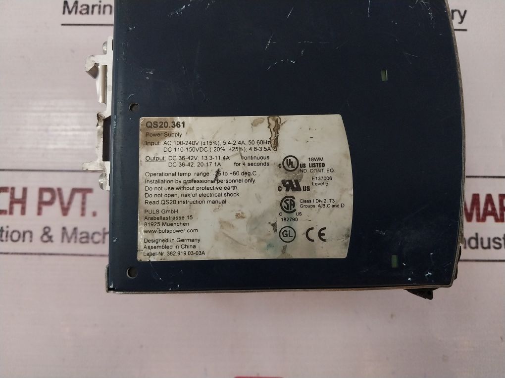 Puls Qs20.361 Power Supply Ac 100-240V