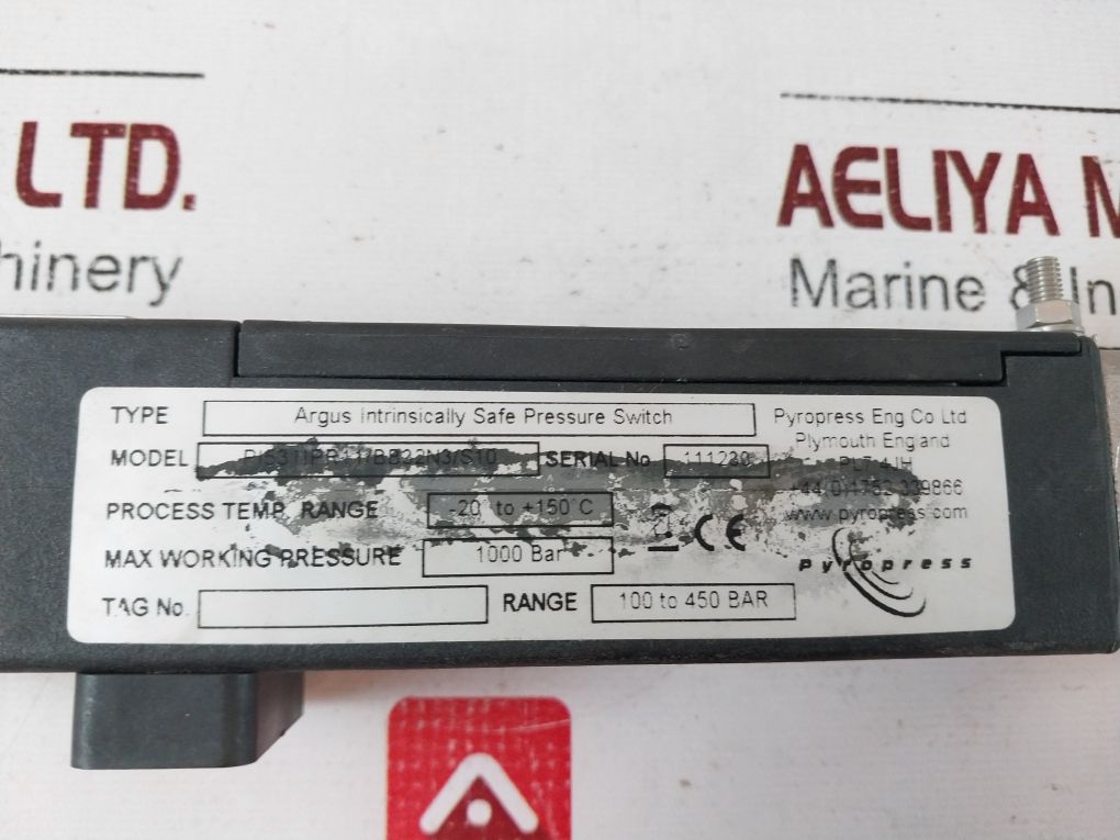 Pyropress Argus Pi531Ipr11/Bb32N3/S10 Intrinsically Safe Pressure Switch