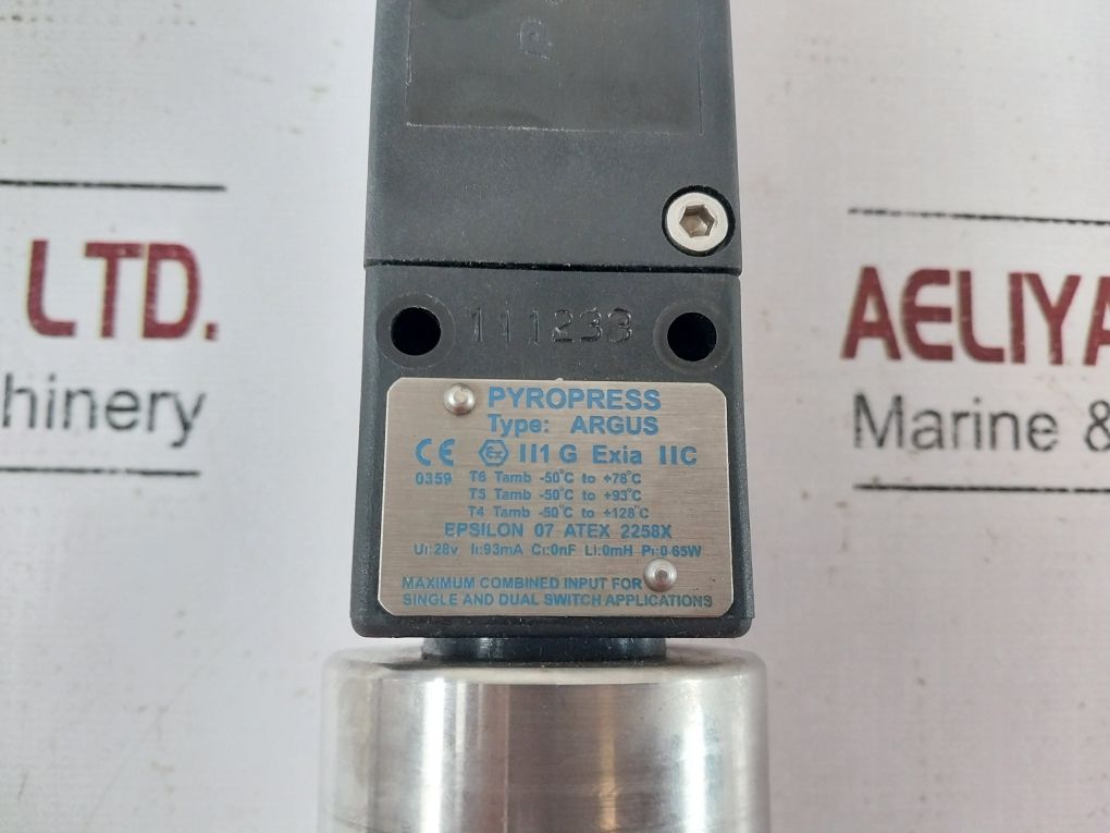 Pyropress Argus Pi531Ipr11/Bb32N3/S10 Intrinsically Safe Pressure Switch