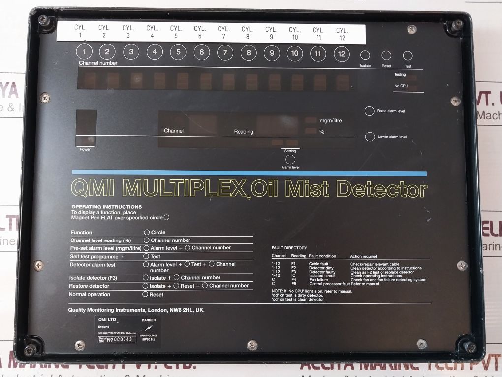 Qmi Mp12 Qmi Multiplex Oil Mist Detector Front Panel