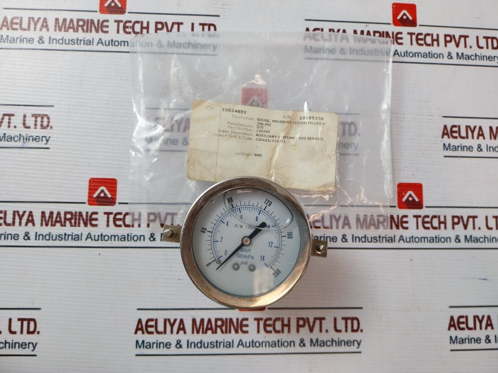 Qui 126345 Pressure Gauge Liquid Filled 0-200 Psi