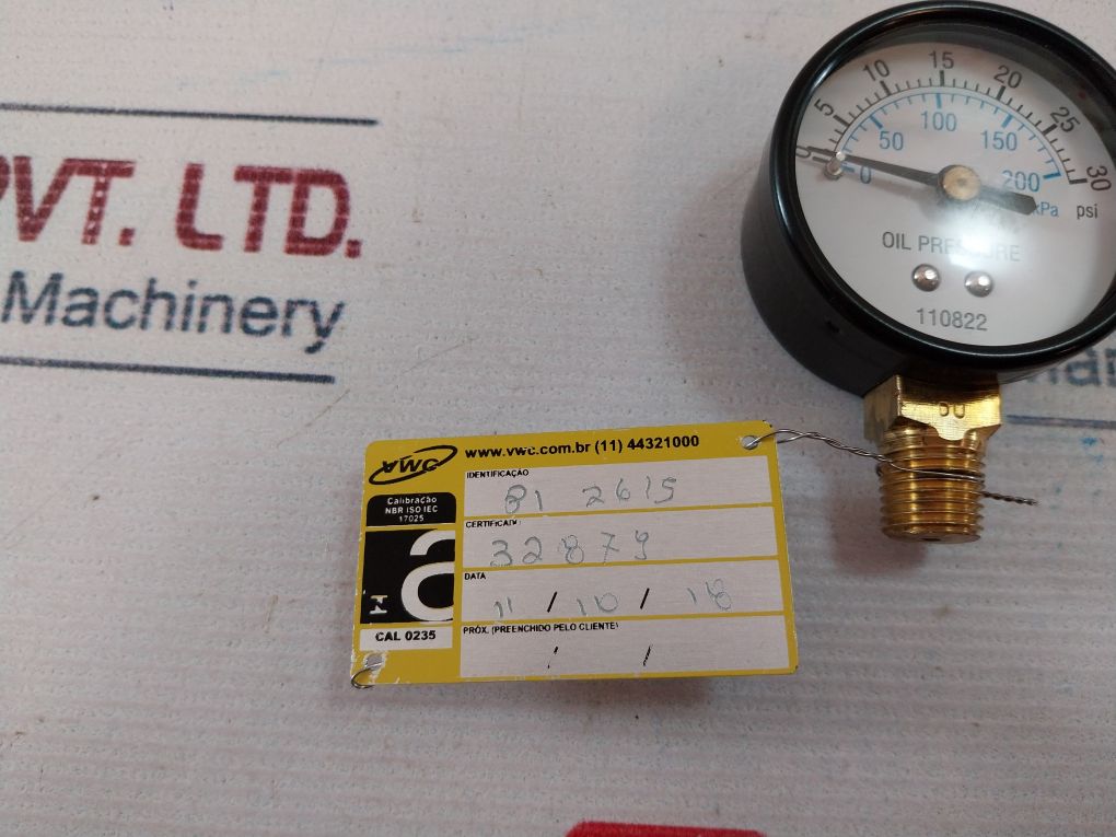 Quincy 110822 Oil Pressure Gauge 0-30 Psi 0-200 Kpa