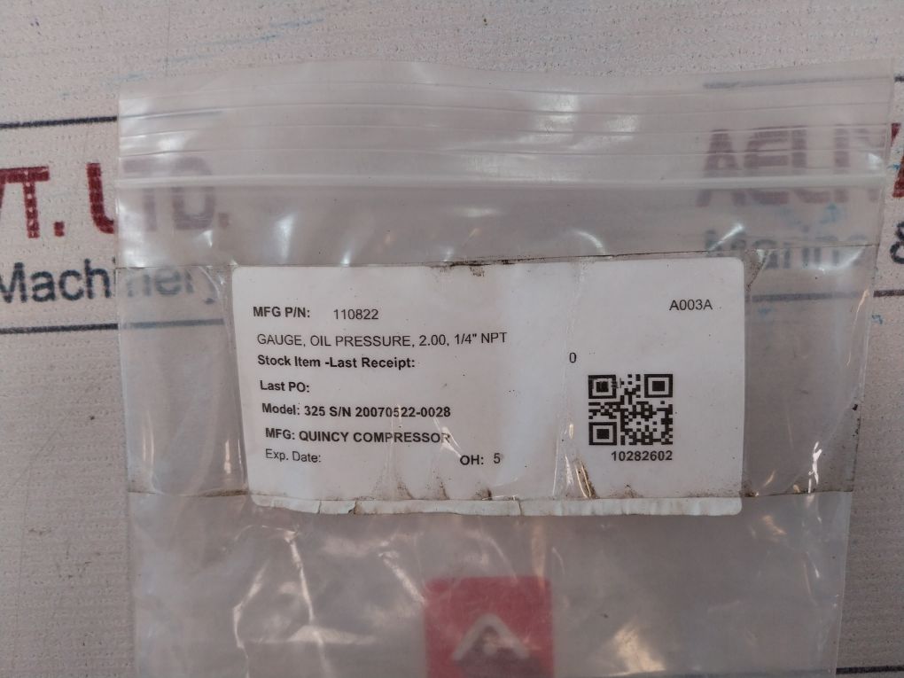 Quincy 110822 Oil Pressure Gauge 0-30 Psi 0-200 Kpa