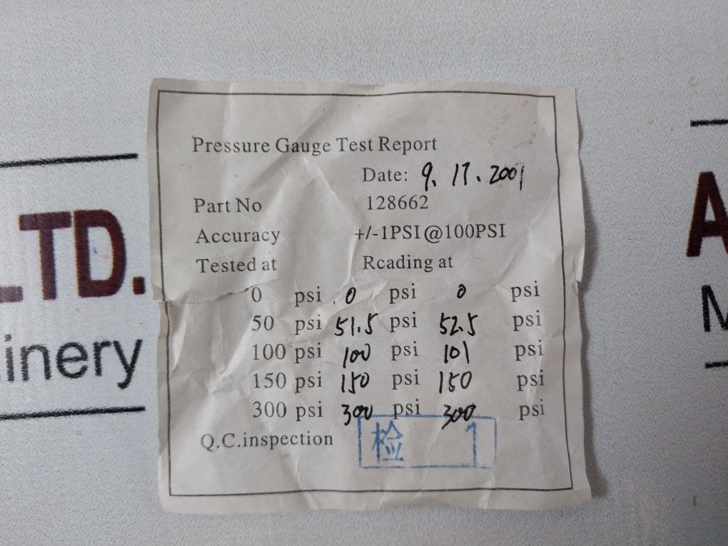 Quincy 128662 Pressure Gauge 0-300 Psi