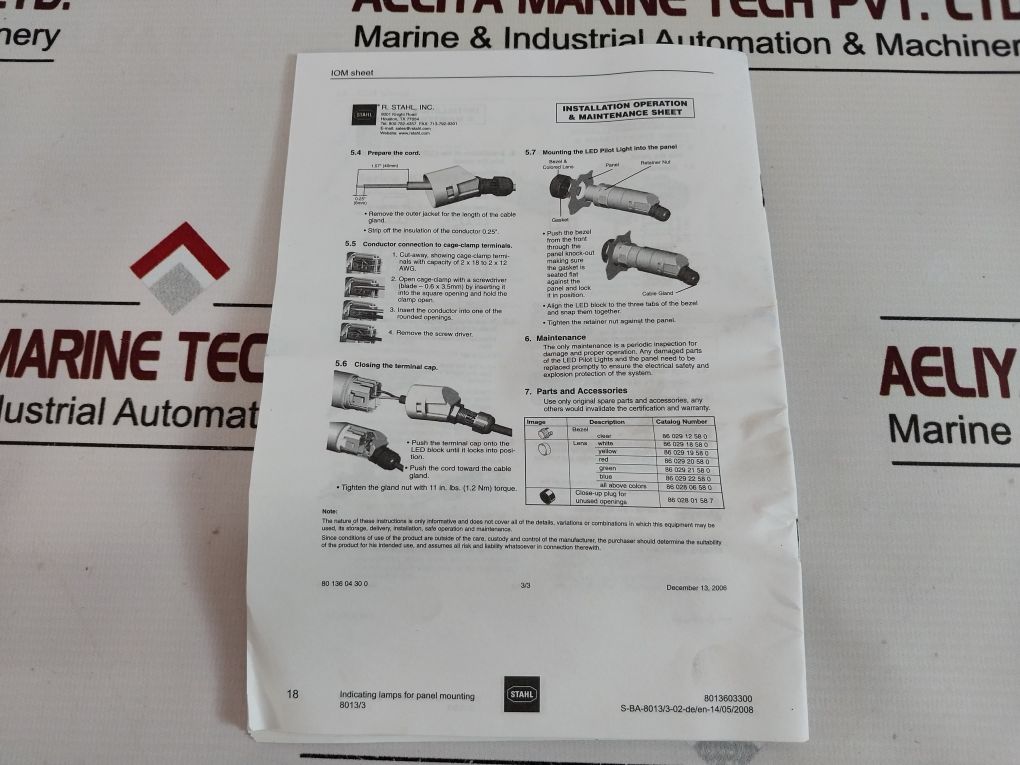 Stahl 8013/311 Led Pilot Indicator Light/Lamp