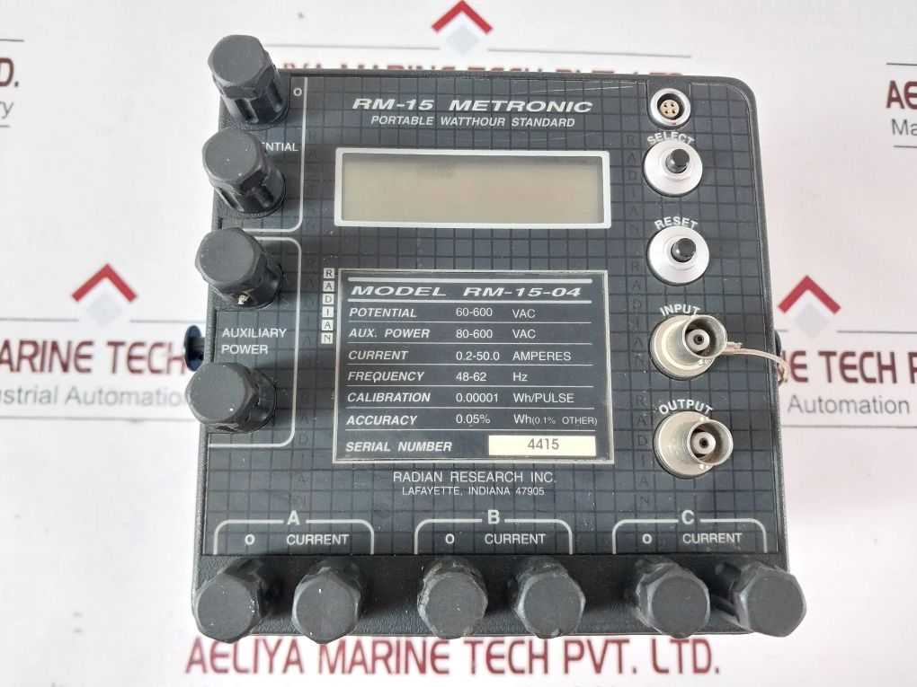 Radian Research Rm-15-04 Metronic Portable Watthour Standard
