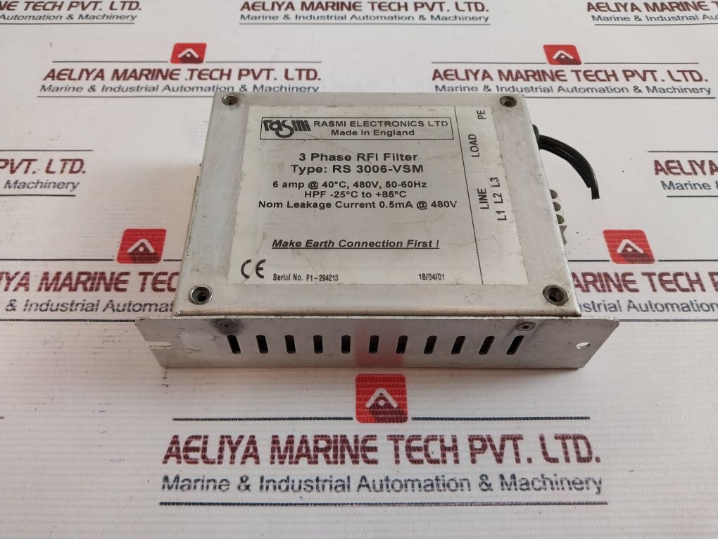Rasmi Electronics Rs 3006-vsm 3-phase Rfi Filter 6A 480V