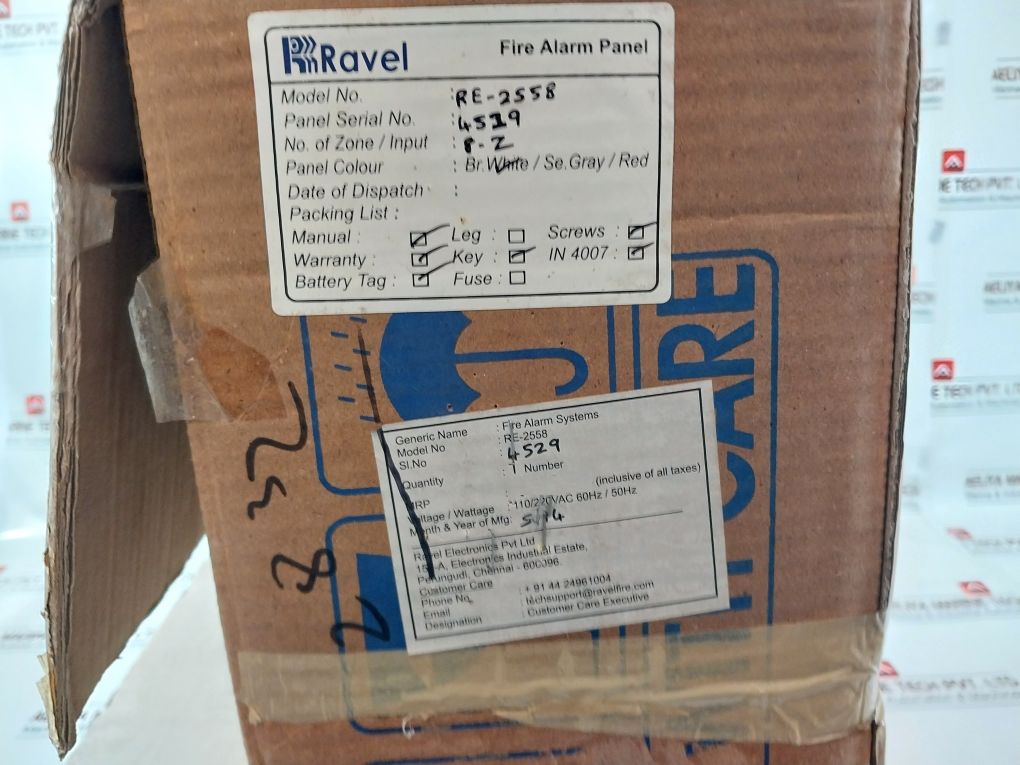 Ravel Electronics Re-2558 Fire Alarm Panel