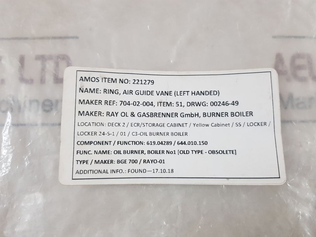 Ray Ol & Gasbrenner Bge 700 Air Guide Vane Ring