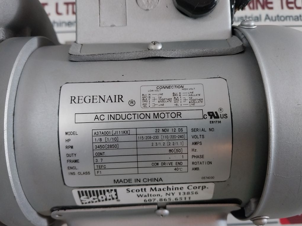 Regenair A37A001 [J111Kx] Ac Induction Motor