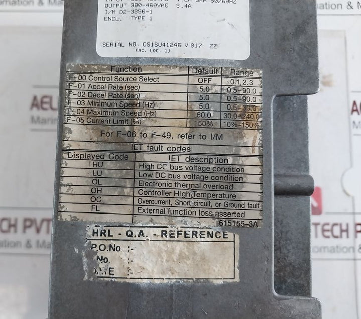 Reliance Electric 1Su41002 2Hp Ac Drive Sp500